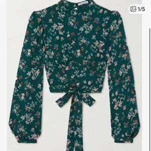 Reformation Raye Open Back Floral Print Crepe Top